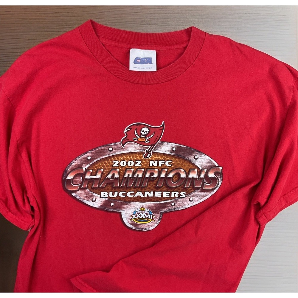Vintage Tampa Bay Buccaneers T-Shirt Y2K Super Bowl 2002 CSA Champions Sz XL‎